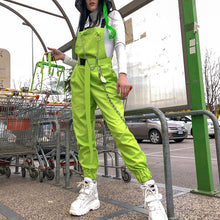 Load image into Gallery viewer, 2019 Fashion Neon Women Overalls Safari Style Women Pants Personality Chain Women Long Pants Moto Street Wear Femme Pantalon