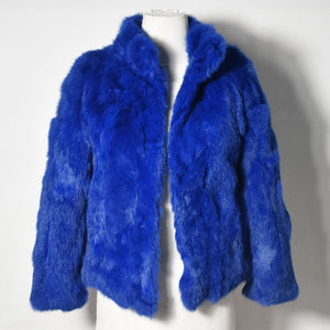 2019 High Quality Real Fur Coat Fashion Genuine Rabbit Fur Overcoats Elegant Women Winter Outwear Stand Collar Rabbit Fur Jacket