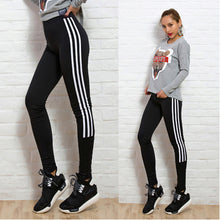 Load image into Gallery viewer, Autumn High Waist Women leggings Cotton Casual Striped  Stretch Elastic Wiast Leggings Women Legging Female Pants leggins