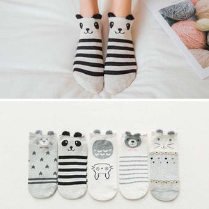 5Pairs/Lot Summer Korea socks women Cartoon Cat Fox mouse Socks Cute Animal Funny Ankle Socks Cotton invisible socks Dropship