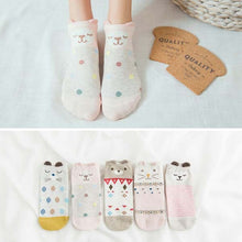 Load image into Gallery viewer, 5Pairs/Lot Summer Korea socks women Cartoon Cat Fox mouse Socks Cute Animal Funny Ankle Socks Cotton invisible socks Dropship