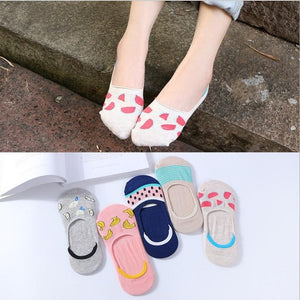 5Pairs/Lot Summer Korea socks women Cartoon Cat Fox mouse Socks Cute Animal Funny Ankle Socks Cotton invisible socks Dropship