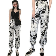 Load image into Gallery viewer, Stylish Cartoon Print Drawstring Pants Elastic Waist Hip Hop Long Pants Women Harajuku High Waist Casual Trousers