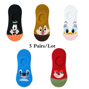 5Pairs/Lot Summer Korea socks women Cartoon Cat Fox mouse Socks Cute Animal Funny Ankle Socks Cotton invisible socks Dropship