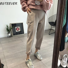 Load image into Gallery viewer, BGTEEVER Winter Thicken Women Pencil Pants Plus Size Wool Pants Female 2019 Autumn High Waist Loose Trousers Capris Good Fabric