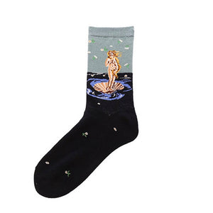 Hot Sale Classic Autumn Winter Retro Women Personality Art Van Gogh Mural World Famous Painting Female Socks Oil Happy Socks