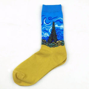 Hot Sale Classic Autumn Winter Retro Women Personality Art Van Gogh Mural World Famous Painting Female Socks Oil Happy Socks