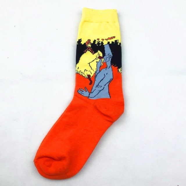 Hot Sale Classic Autumn Winter Retro Women Personality Art Van Gogh Mural World Famous Painting Female Socks Oil Happy Socks