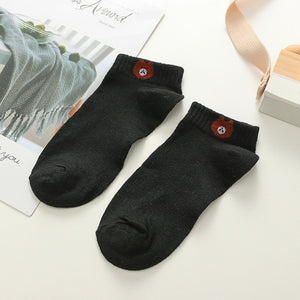 1 Pair Women Socks 2019 Spring Summer Lady Socks Cotton Color Cute Cartoon Embroidery Female Fashion Socks Girls Korean Style