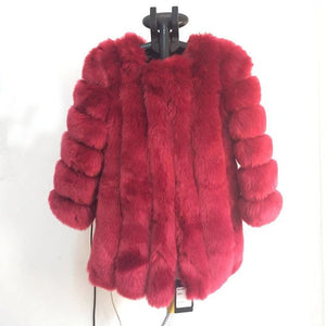 Women Winter Fluffy Faux Fur Coat High-Quality Thick Imitated Fox Fur Overcoat Female Warm Outwear