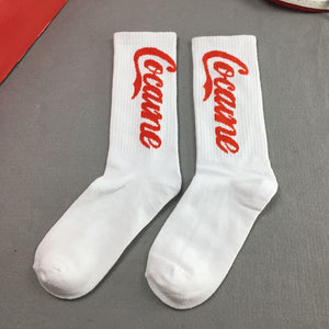 Hip Hop Crew Socks Unisex Women Men Socks Pepsi Cola Fanta Letter Print Novelty Socks Long Streetwear Ins Style Kanye West Socks