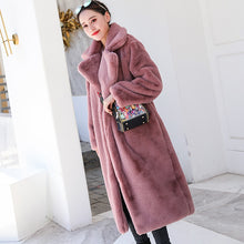 Load image into Gallery viewer, Winter Women High Quality Faux Rabbit Fur Coat Luxury Long Fur Coat Loose Lapel OverCoat Thick Warm Plus Size Female Plush Coats