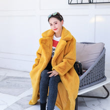 Load image into Gallery viewer, Winter Women High Quality Faux Rabbit Fur Coat Luxury Long Fur Coat Loose Lapel OverCoat Thick Warm Plus Size Female Plush Coats