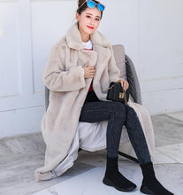 Load image into Gallery viewer, Winter Women High Quality Faux Rabbit Fur Coat Luxury Long Fur Coat Loose Lapel OverCoat Thick Warm Plus Size Female Plush Coats