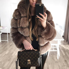 Load image into Gallery viewer, Womens Coat Women Fashion Luxury Faux Fur Coat Hooded Autumn Winter Warm Long Coat