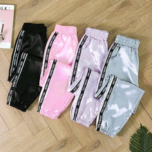 Load image into Gallery viewer, MoneRffi Big Pocket Satin Highlight Harem Pants Women Glossy Sport Ribbon Trousers BF Style Harajuku Joggers Women Sports Pants