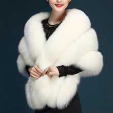 Load image into Gallery viewer, Huapate fox fur shawl wedding dress cloak dress cheongsam fur warm cloak coat white red fashion fur shawl