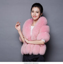 Load image into Gallery viewer, Huapate fox fur shawl wedding dress cloak dress cheongsam fur warm cloak coat white red fashion fur shawl