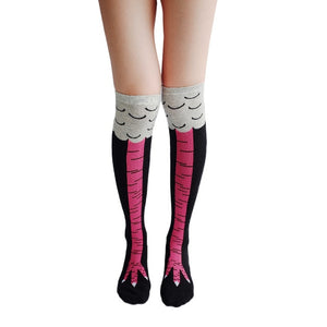 Winter Autumn Women 3D Chicken print Socks Funny 3D Cartoon Thigh High Sock fashion cute ladies Thin Toe Feet Socks cosplay