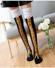 Load image into Gallery viewer, Winter Autumn Women 3D Chicken print Socks Funny 3D Cartoon Thigh High Sock fashion cute ladies Thin Toe Feet Socks cosplay