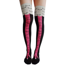 Load image into Gallery viewer, Winter Autumn Women 3D Chicken print Socks Funny 3D Cartoon Thigh High Sock fashion cute ladies Thin Toe Feet Socks cosplay