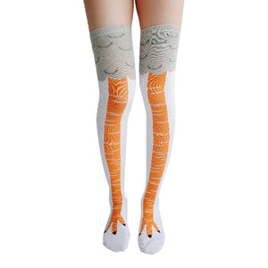 Winter Autumn Women 3D Chicken print Socks Funny 3D Cartoon Thigh High Sock fashion cute ladies Thin Toe Feet Socks cosplay