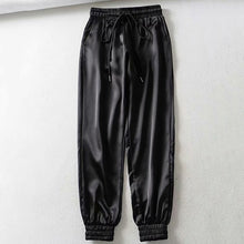 Load image into Gallery viewer, MoneRffi Big Pocket Satin Highlight Harem Pants Women Glossy Sport Ribbon Trousers BF Style Harajuku Joggers Women Sports Pants