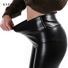 Load image into Gallery viewer, NORMOV S-5XL Women Faux Leather Leggings Winter Keep Warm High Waist Jegging Ankle-length Large Szie Plus velvet Female Legging