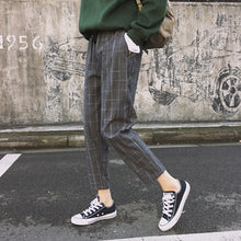 Load image into Gallery viewer, New Fashion Women Pants Pockets Plaid Womens Loose Casual Female High Waist Pant Females Korean Style Retro Chic Students Girls