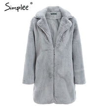 Load image into Gallery viewer, Simplee Elegant pink shaggy women faux fur coat streetwear Autumn winter warm plush teddy coat Female plus size overcoat party