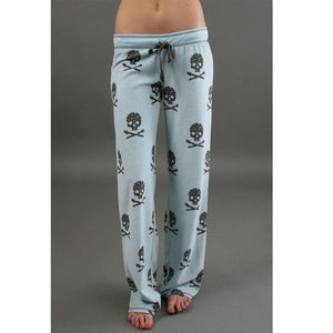 2019 New Women Long Pants Low Waist Flare Wide Leg Pants Fashion Skull Printed Pajama Trousers Pants