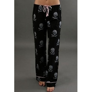 2019 New Women Long Pants Low Waist Flare Wide Leg Pants Fashion Skull Printed Pajama Trousers Pants