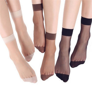 20pcs=10 Pairs Summer bamboo female Short Socks Women's socks Thin Crystal Transparent Silk Socks Girl Ankle Sox