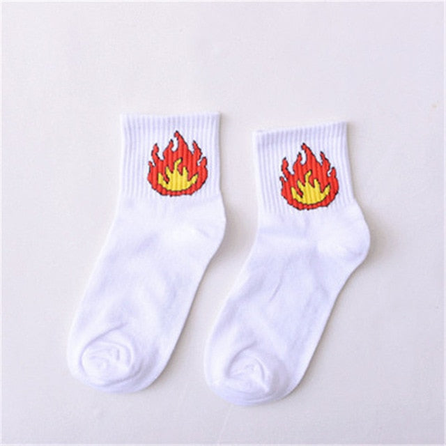 Summer Ladies Short Socks  Korea Japanese Cotton Flame Harajuku Socks Girl Cartoon Cactus Gun  Funny Female Socks