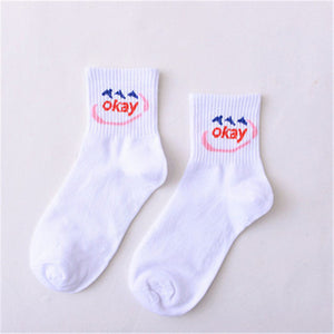 Summer Ladies Short Socks  Korea Japanese Cotton Flame Harajuku Socks Girl Cartoon Cactus Gun  Funny Female Socks