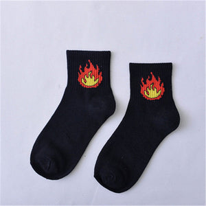 Summer Ladies Short Socks  Korea Japanese Cotton Flame Harajuku Socks Girl Cartoon Cactus Gun  Funny Female Socks