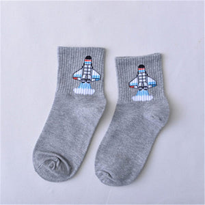 Summer Ladies Short Socks  Korea Japanese Cotton Flame Harajuku Socks Girl Cartoon Cactus Gun  Funny Female Socks