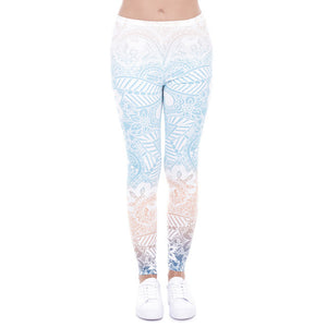 Brands Women Fashion Legging Aztec Round Ombre Printing leggins Slim High Waist  Leggings Woman Pants